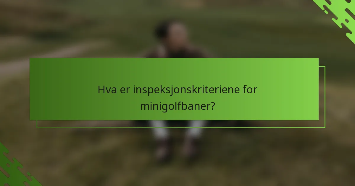 Hva er inspeksjonskriteriene for minigolfbaner?