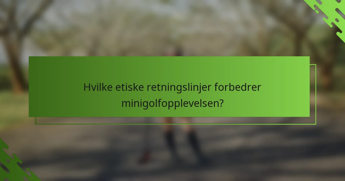Hvilke etiske retningslinjer forbedrer minigolfopplevelsen?