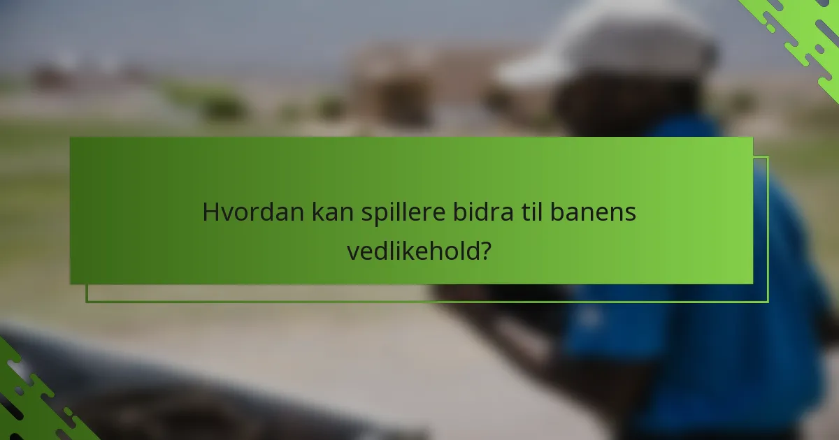 Hvordan kan spillere bidra til banens vedlikehold?
