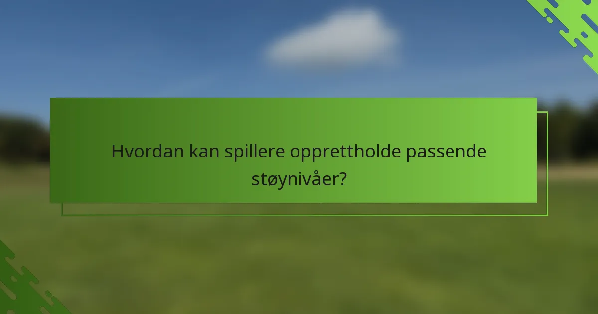 Hvordan kan spillere opprettholde passende støynivåer?